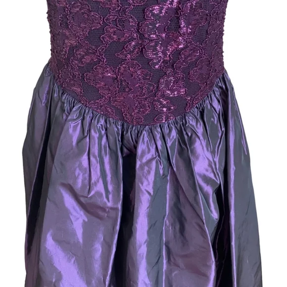 Vintage 90s Jessica McClintock Purple Lace Taffeta Gown Dress Prom Formal S M - Picture 6 of 14